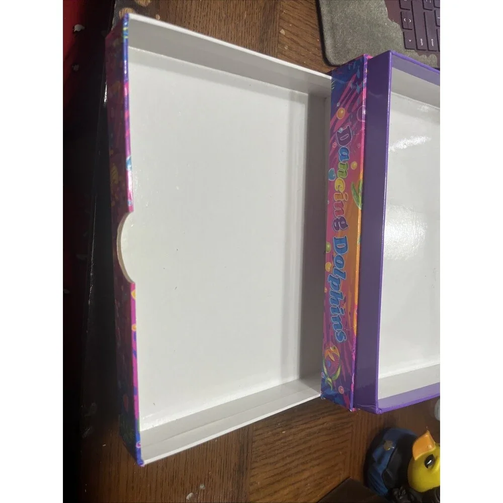 Vintage Lisa Frank Dancing Dolphins Jewelry Stationary Keepsake Box w/Mirror